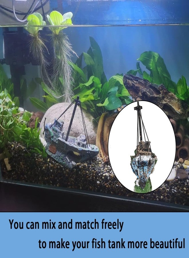Pmeixcy Fish Tank Decorations, Pirate Ship Ornament for Aquarium, Resin Fish Tank Accessories, 7.5 * 2.5 * 5.5cm Decorative Piece for Any Location - Image 5